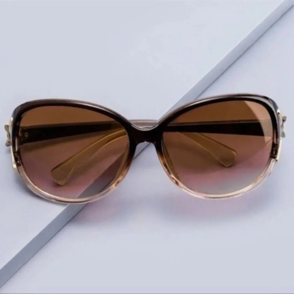 Brown Gold Ombre Oversized Sunglasses Boho Glasses Nwt